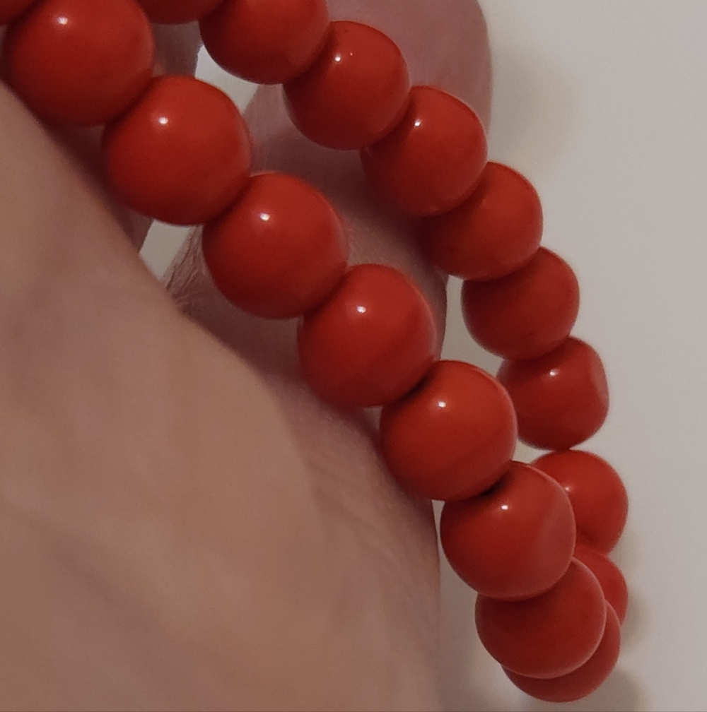 Vintage Genuine Red Coral Beaded Necklace with Silver Clasp 18" Long - Picture 15 of 16